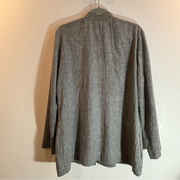 TILLEY Sx 16 Linen Blend Suit Tao Style Neck Pockets Straight Leg Trousers - Picture 6 of 13